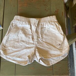 OP Women's Cream Corduroy Athletic Shorts with Elastic Waist